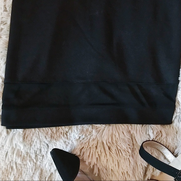 Black Mini Pencil Skirt w/ Mesh Strip - Picture 3 of 6